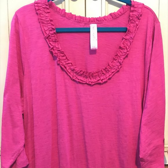 Avenue Tops - Avenue Pullover 3/4 Sleeves Deep Pink Top 26/28